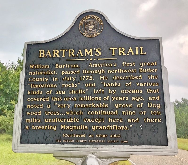 Bartram's Trail Marker (front) image. Click for full size.