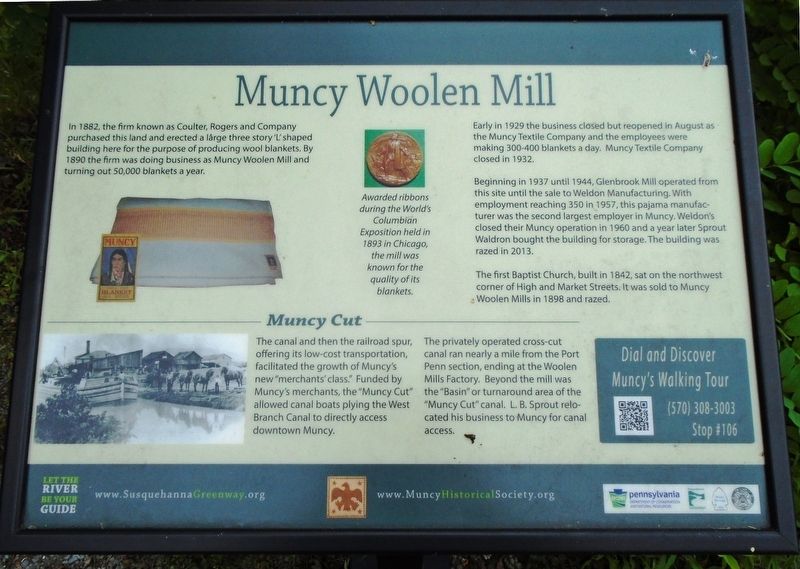 Muncy Woolen Mill Marker image. Click for full size.
