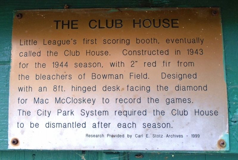The Club House Marker. Click for full size. The Club House Marker image. Click for full size.