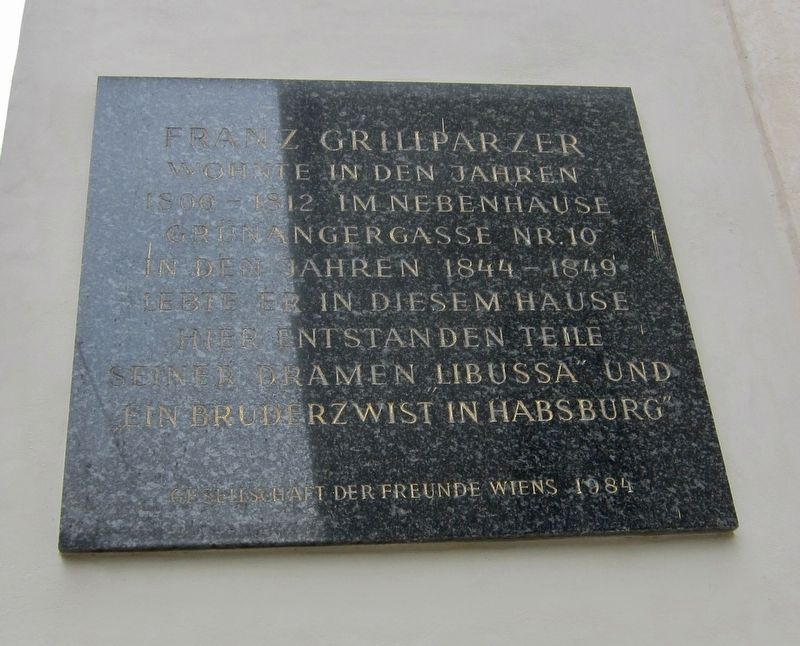 Franz Grillparzer Marker image. Click for full size.