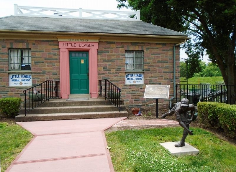 Carl E. Stotz Field Building and Marker. Click for full size. Carl E. Stotz Field Building and Marker image. Click for full size.