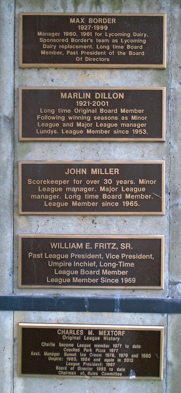 Little League Notables on Gehron Monument. Click for full size. Little League Notables on Gehron Monument image. Click for full size.