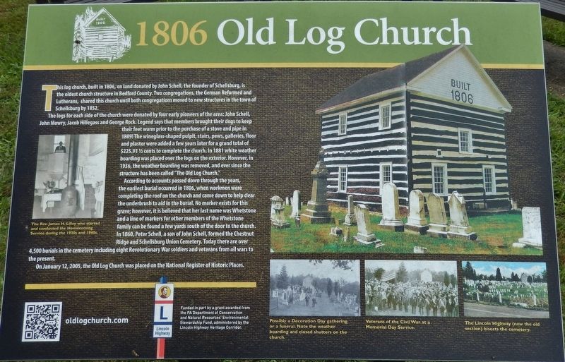 1806 Old Log Church Marker. Click for full size. 1806 Old Log Church Marker image. Click for full size.