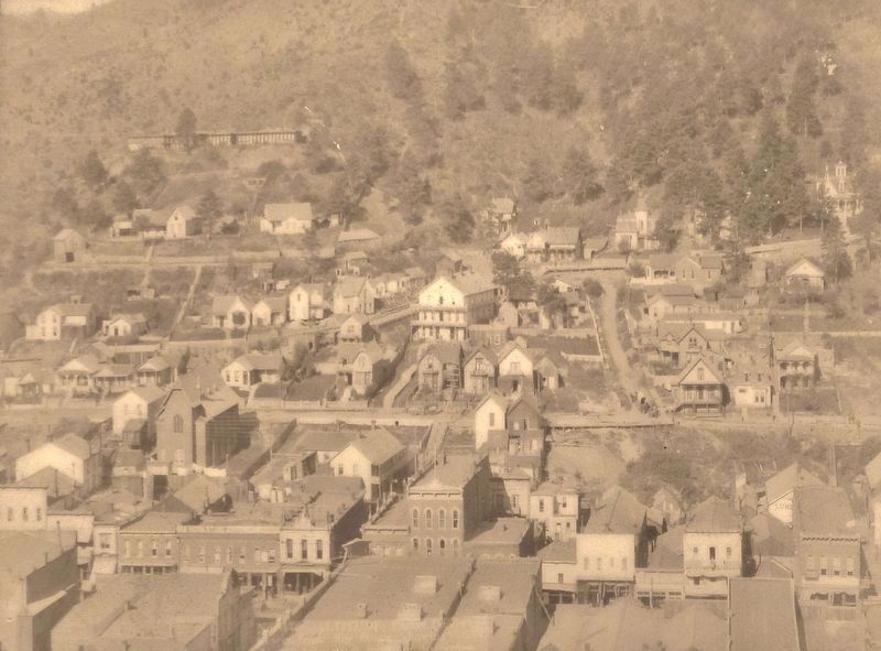 Marker detail: view of Forest Hill as seen from Mount Moriah, circa 1890 image. Click for full size.