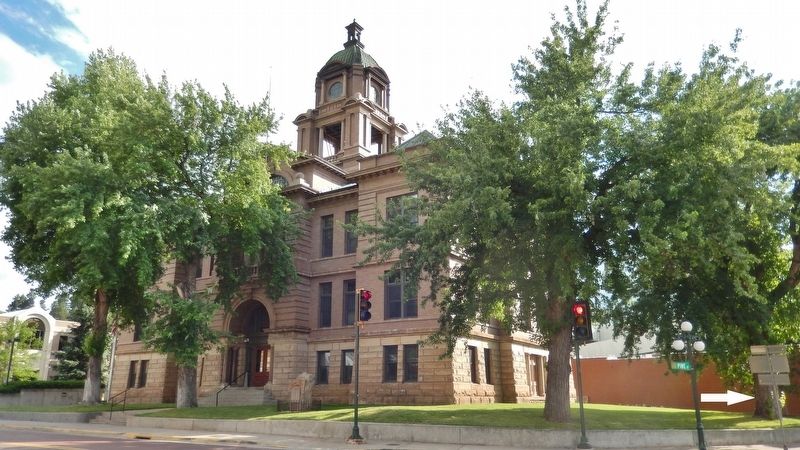 Lawrence County Courthouse (<i>wide view from Sherman St; marker located behind tree at right</i>). Click for full size. Lawrence County Courthouse (<i>wide view from Sherman St; marker located behind tree at right</i>) image. Click for full size.