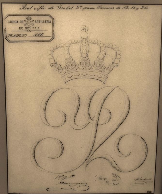 Marker detail: Blueprint of Queen Isabella II royal crest image, Touch for more information