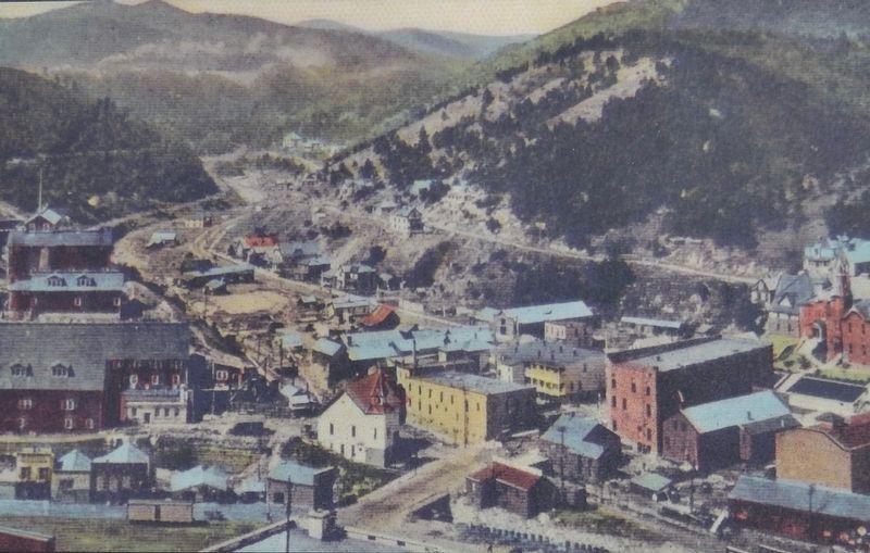 Marker detail: view of the Upper Main neighborhood from Mount Moriah, circa 1903 image. Click for full size.