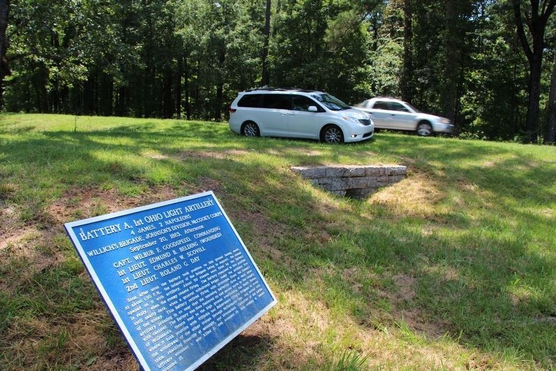 Battery A, 1st Ohio Light Artillery Marker. Click for full size. Battery A, 1st Ohio Light Artillery Marker image. Click for full size.