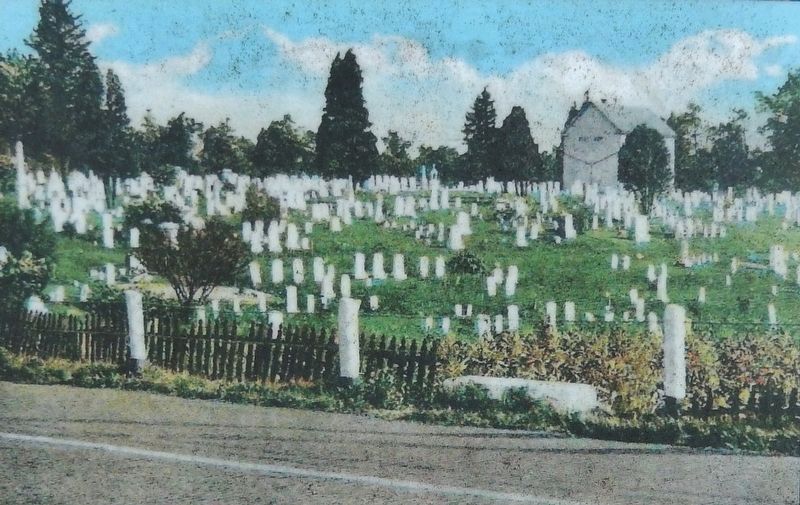 Marker detail: The Lincoln Highway (now the old section) bisects the cemetery. Click for full size. Marker detail: The Lincoln Highway (now the old section) bisects the cemetery image. Click for full size.