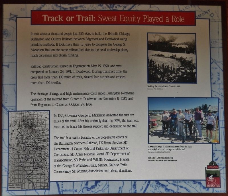 Track or Trail: Sweat Equity Played a Role Marker image. Click for full size.