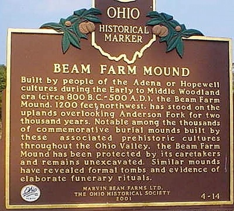 Beam Farm Mound Marker. Click for full size. Beam Farm Mound Marker image. Click for full size.