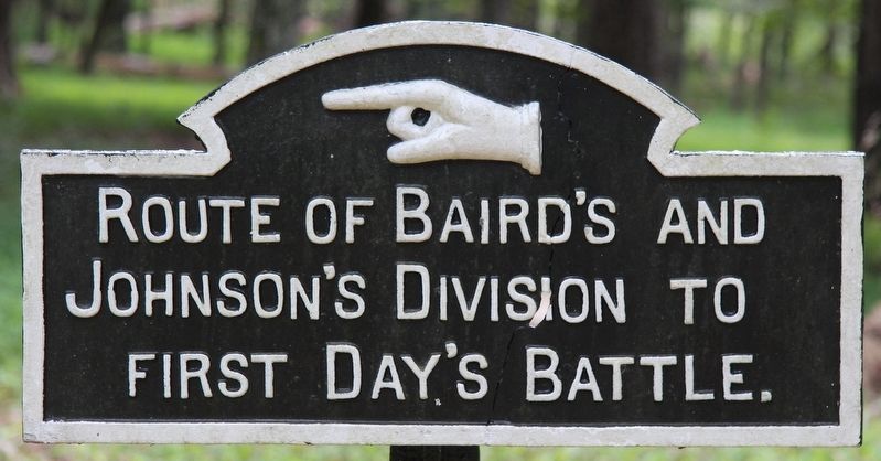 Route of Baird's and Johnson's Division Marker image. Click for full size.