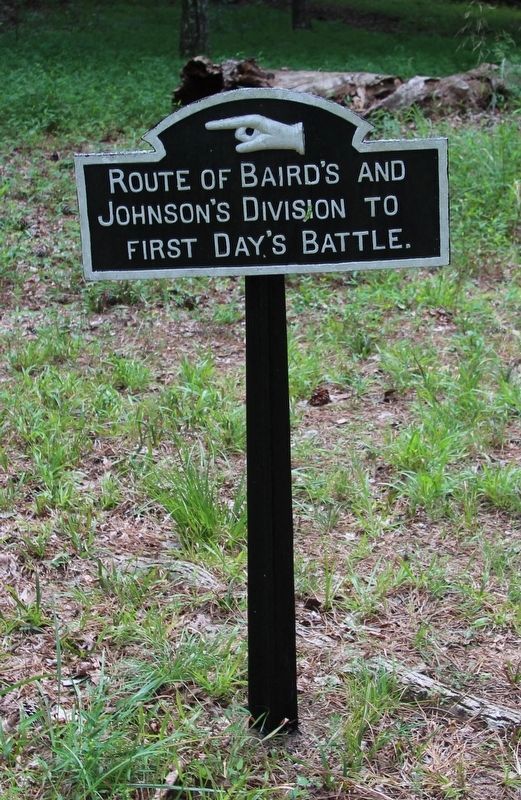Route of Baird's and Johnson's Division Marker image. Click for full size.