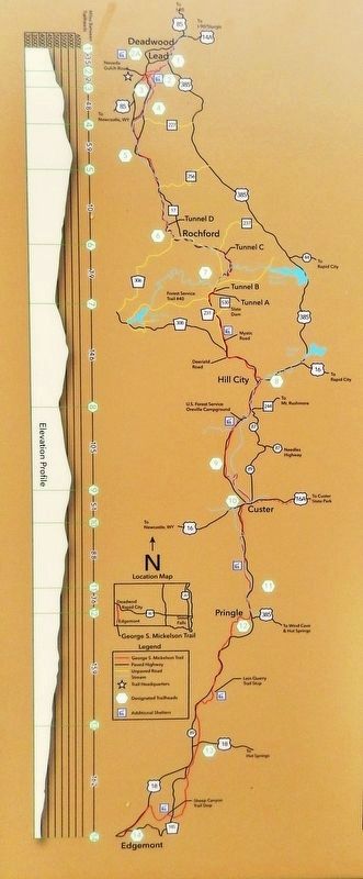 Marker detail: George S. Mickelson Trail Map image. Click for full size.