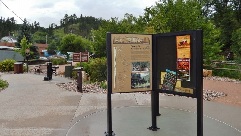 George S. Mickelson Trail Marker (<i>wide view; looking south toward trail</i>). Click for full size. George S. Mickelson Trail Marker (<i>wide view; looking south toward trail</i>) image. Click for full size.