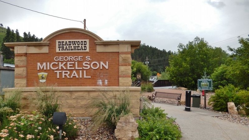 George S. Mickelson Deadwood Trailhead Sign (<i>located near marker</i>) image. Click for full size.