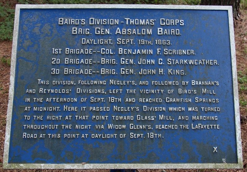 Baird's Division Marker. Click for full size. Baird's Division Marker image. Click for full size.