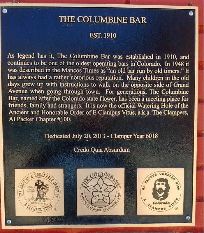 The Columbine Bar Marker. Click for full size. The Columbine Bar Marker image. Click for full size.