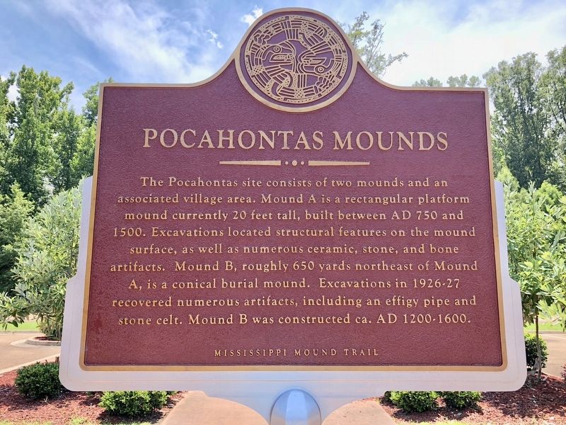 Pocahontas Mounds Trail Marker (front) image. Click for full size.