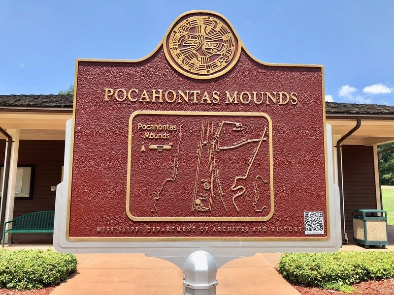 Pocahontas Mounds Marker (rear map) image. Click for full size.