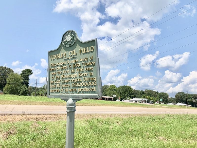 Tinsley Oil Field Marker looking west. image. Click for full size.