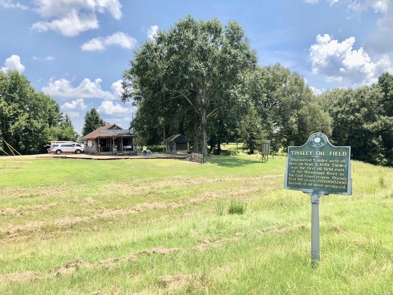 View of Tinsley Oil Field Marker along U.S. Highway 49. image. Click for full size.