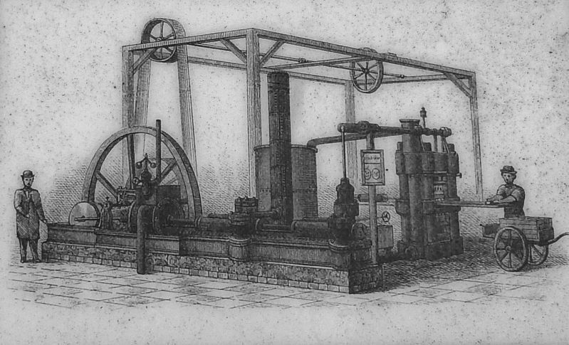 Marker detail: Hydraulic brick press used at the turn of the century image. Click for full size.