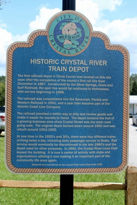 Historic Crystal River Train Depot Marker. Click for full size. Historic Crystal River Train Depot Marker image. Click for full size.