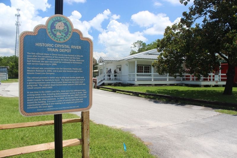 Historic Crystal River Train Depot Marker and depot image. Click for full size.