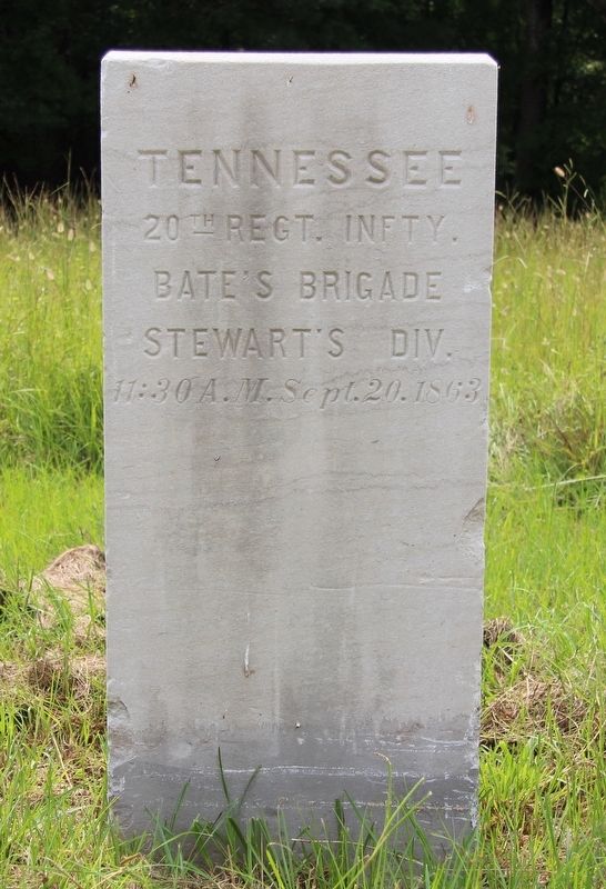 20th Tennessee Infantry Marker. Click for full size. 20th Tennessee Infantry Marker image. Click for full size.