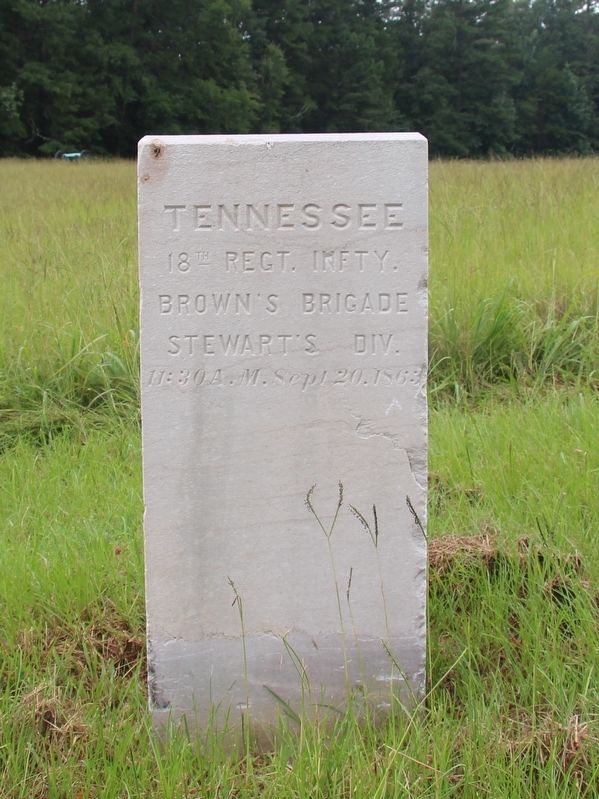 18th Tennessee Infantry Marker. Click for full size. 18th Tennessee Infantry Marker image. Click for full size.