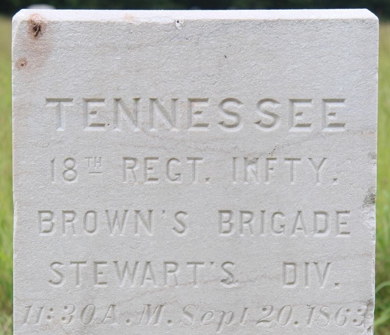 18th Tennessee Infantry Marker. Click for full size. 18th Tennessee Infantry Marker image. Click for full size.