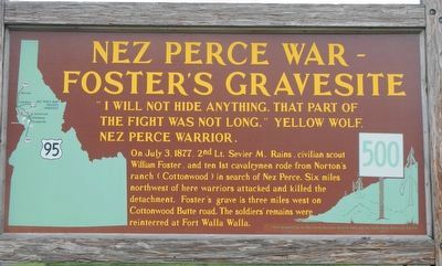 Nez Perce War - Foster''s Gravesite Marker. Click for full size. Nez Perce War - Foster''s Gravesite Marker image. Click for full size.