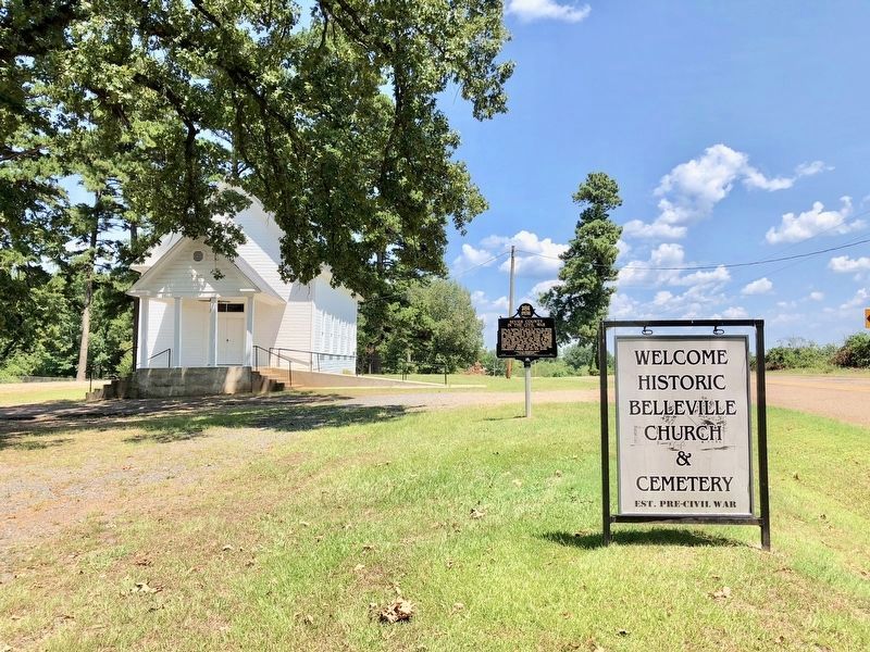 View of marker and Old Belleville Church looking east.. Click for full size. View of marker and Old Belleville Church looking east. image. Click for full size.