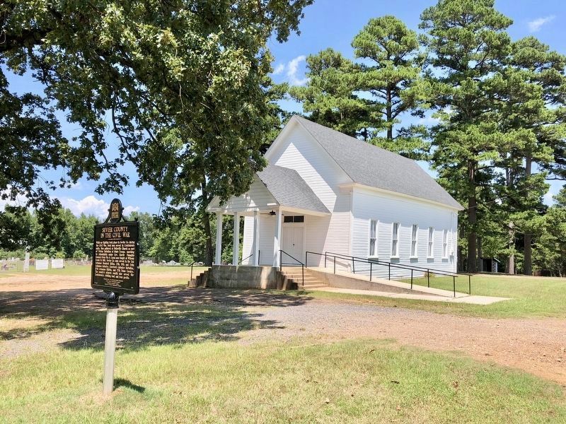 View of marker, Belleville United Methodist Church and cemetery. image. Click for full size.