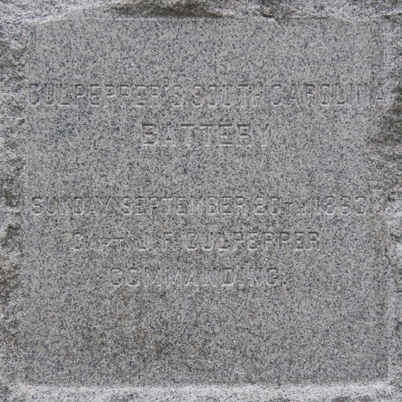 Culpepper's South Carolina Battery Marker. Click for full size. Culpepper's South Carolina Battery Marker image. Click for full size.