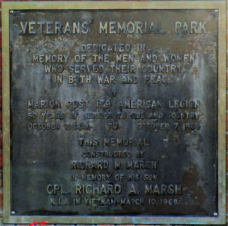 Blanchester Veterans' Memorial Park Marker image. Click for full size.