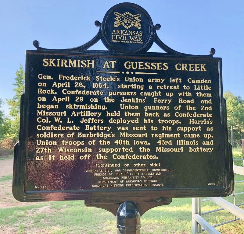 Skirmish at Guesses Creek Marker (front) image. Click for full size.