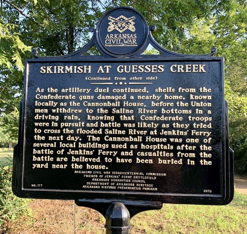 Skirmish at Guesses Creek Marker (rear) image. Click for full size.