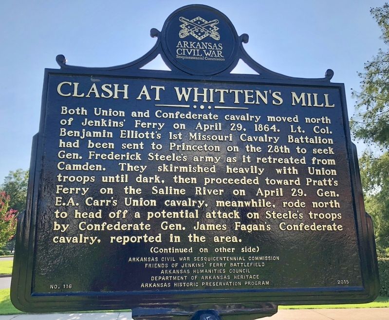 Clash at Whitten's Mill Marker (front) image. Click for full size.