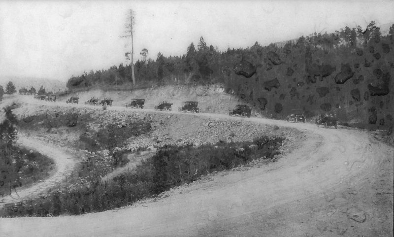 Marker detail: 1915 photograph showing a segment of the Lawrence County highway system image. Click for full size.