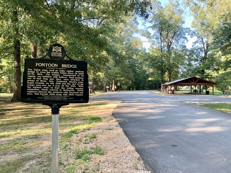 Pontoon Bridge Marker at park picnic area. image. Click for full size.