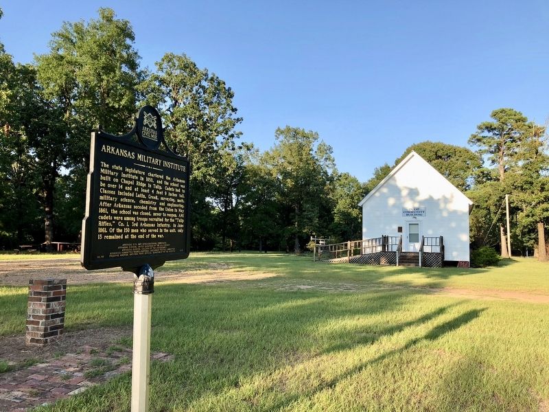 View of marker looking at the Tulip Community Center (Old Tulip School House).. Click for full size. View of marker looking at the Tulip Community Center (Old Tulip School House). image. Click for full size.