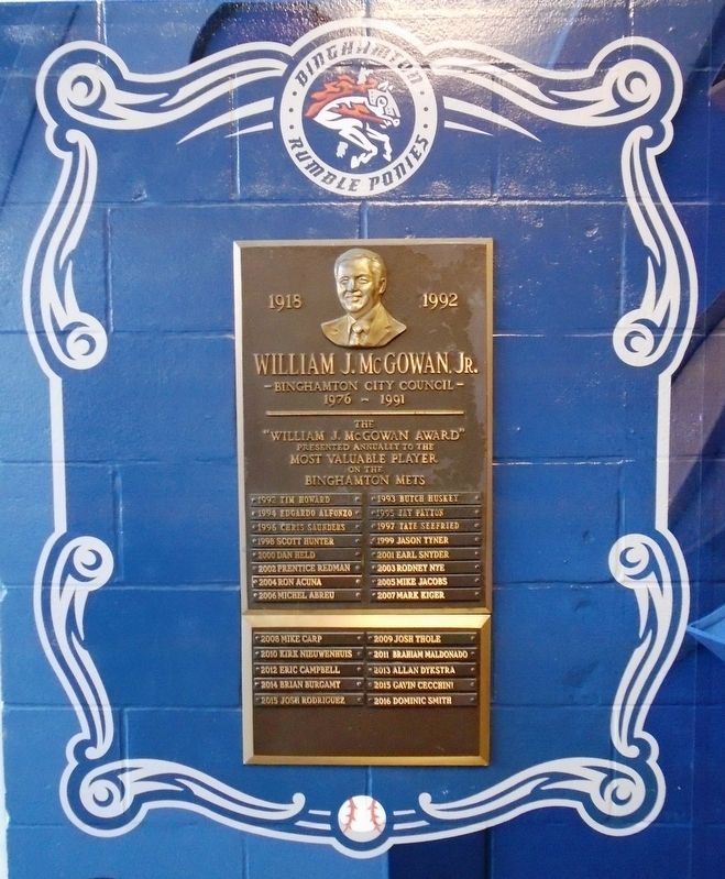 William J. McGowan Award Marker. Click for full size. William J. McGowan Award Marker image. Click for full size.