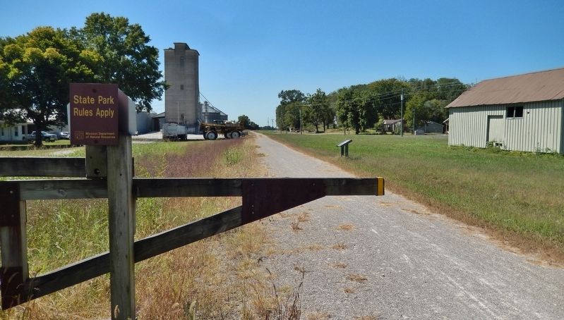 Fur Trading in Missouri Marker (<i>wide view from KATY Trail entrance off County Road 485</i>). Click for full size. Fur Trading in Missouri Marker (<i>wide view from KATY Trail entrance off County Road 485</i>) image. Click for full size.