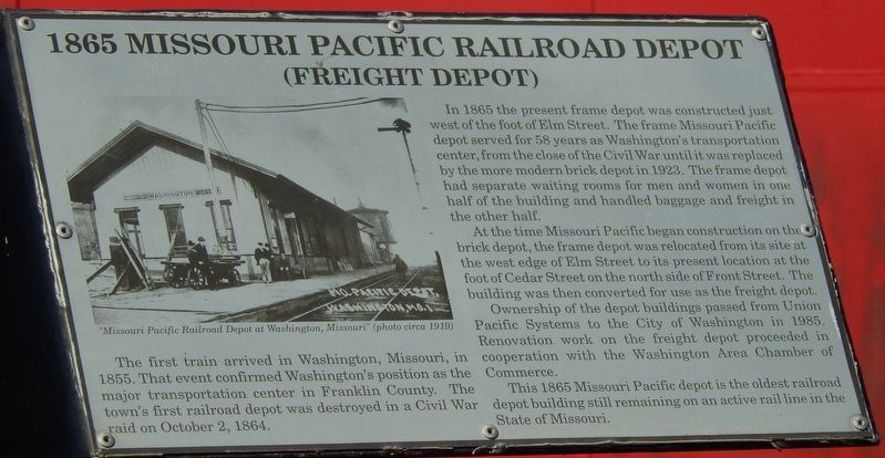 1856 Missouri Pacific Railroad Depot Marker image. Click for full size.