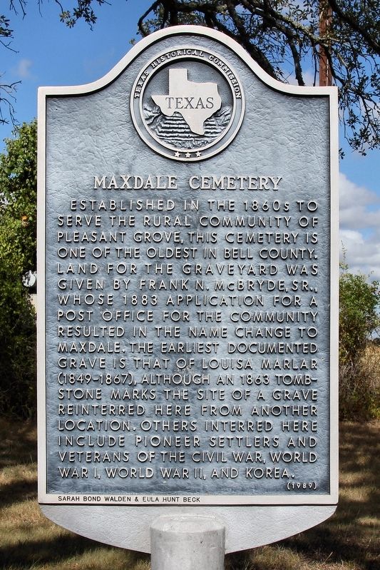 Maxdale Cemetery Marker image. Click for full size.