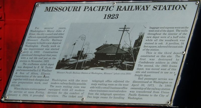 Missouri Pacific Railway Station Marker image. Click for full size.