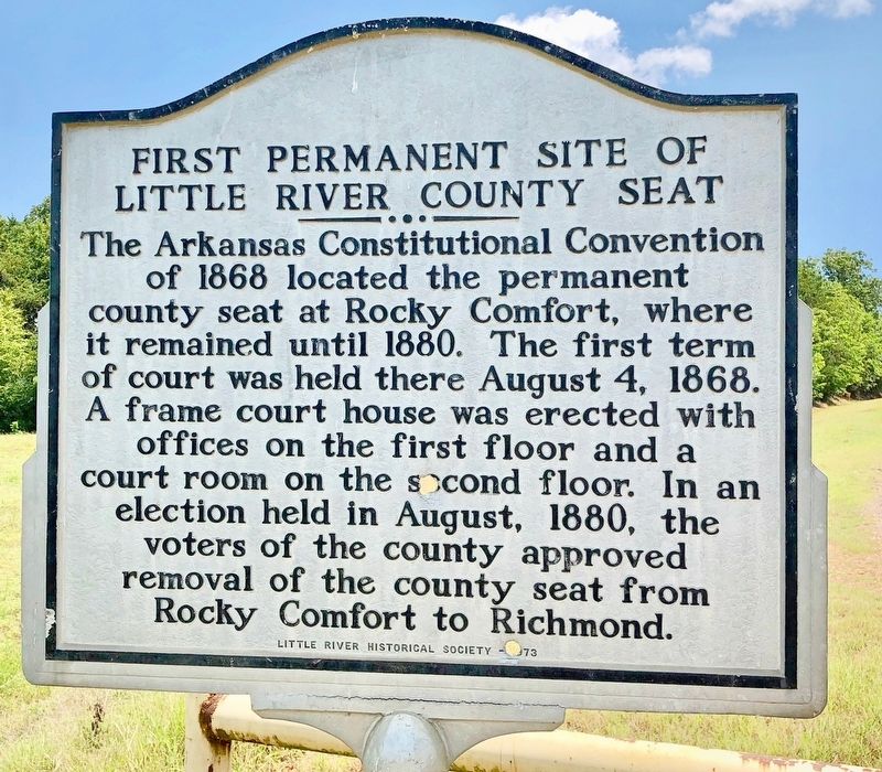 First Permanent Site of Little River County Seat Marker image. Click for full size.