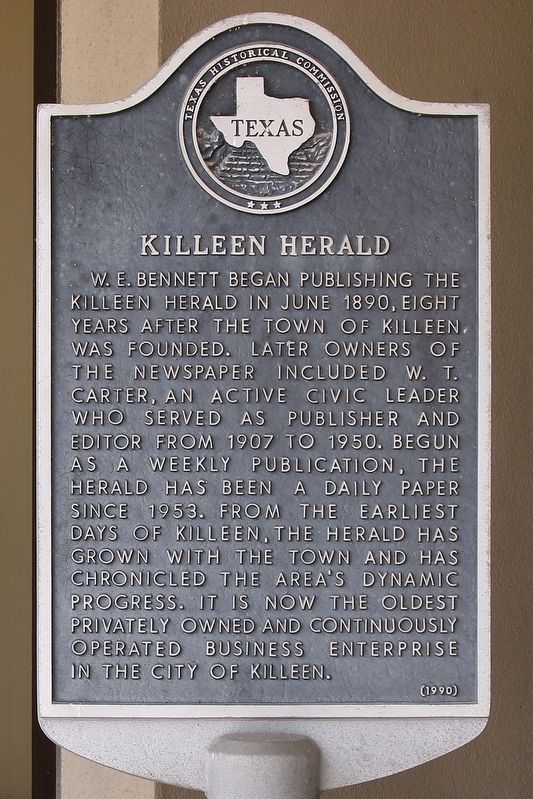 Killeen Herald Marker. Click for full size. Killeen Herald Marker image. Click for full size.